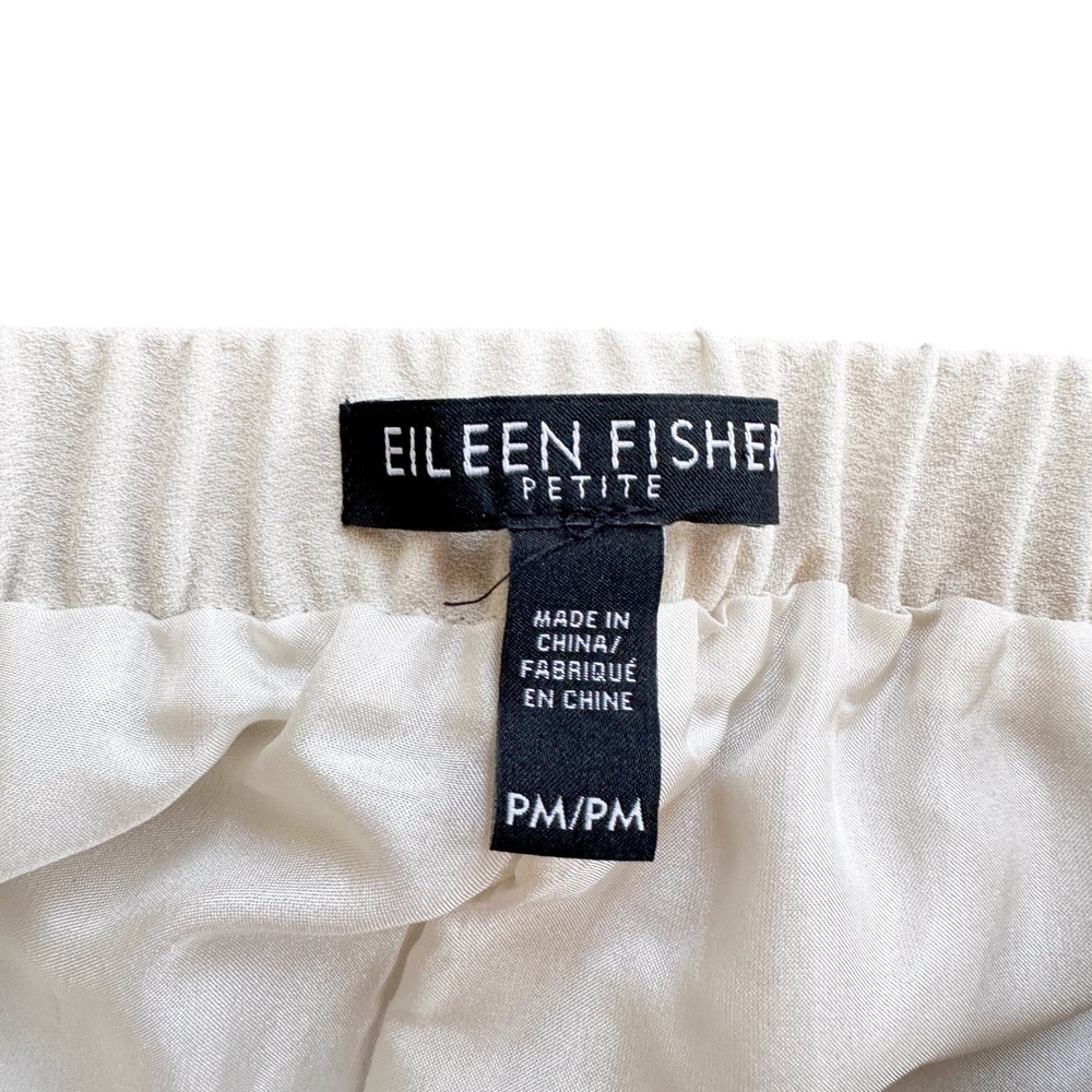 Eileen Fisher Womens Georgette 100% Silk Pants Petite PM Straight Quiet Luxury - Picture 7 of 8